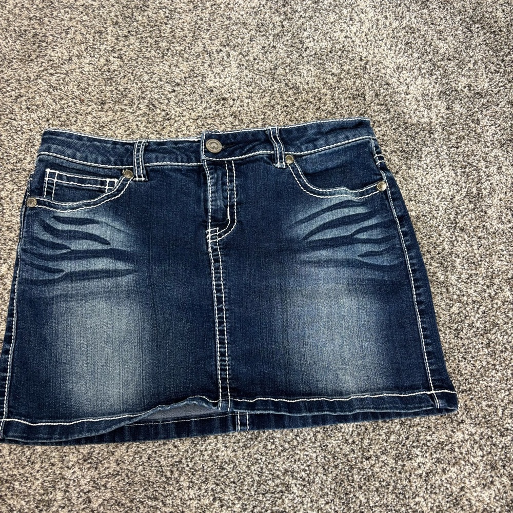 Warehouse One Dark Blue Denim Mini Skirt